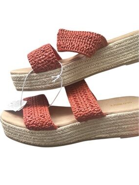 Old Navy Coral Woven Double-Strap Espadrille Slides